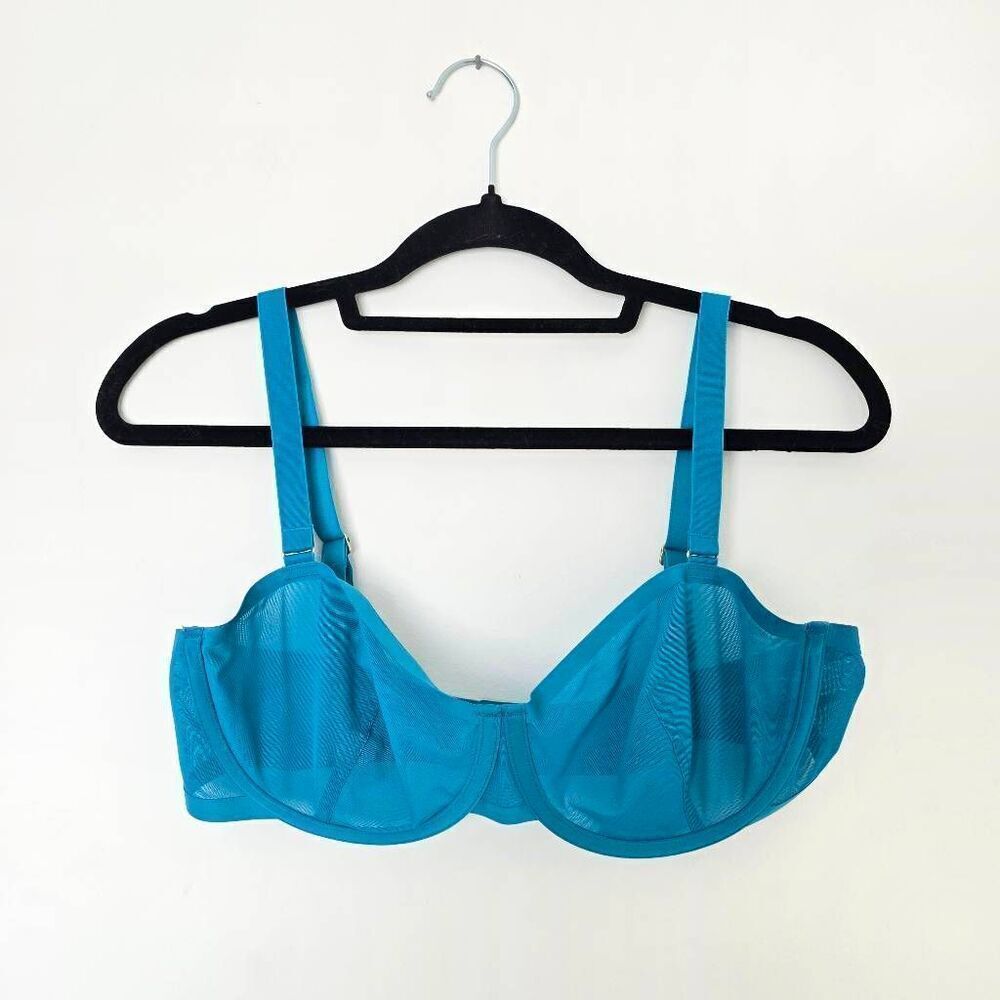 Cuup Bra Women's 36D Blue Sheer Non Padded Underwired Adjustable Strap Stretch T